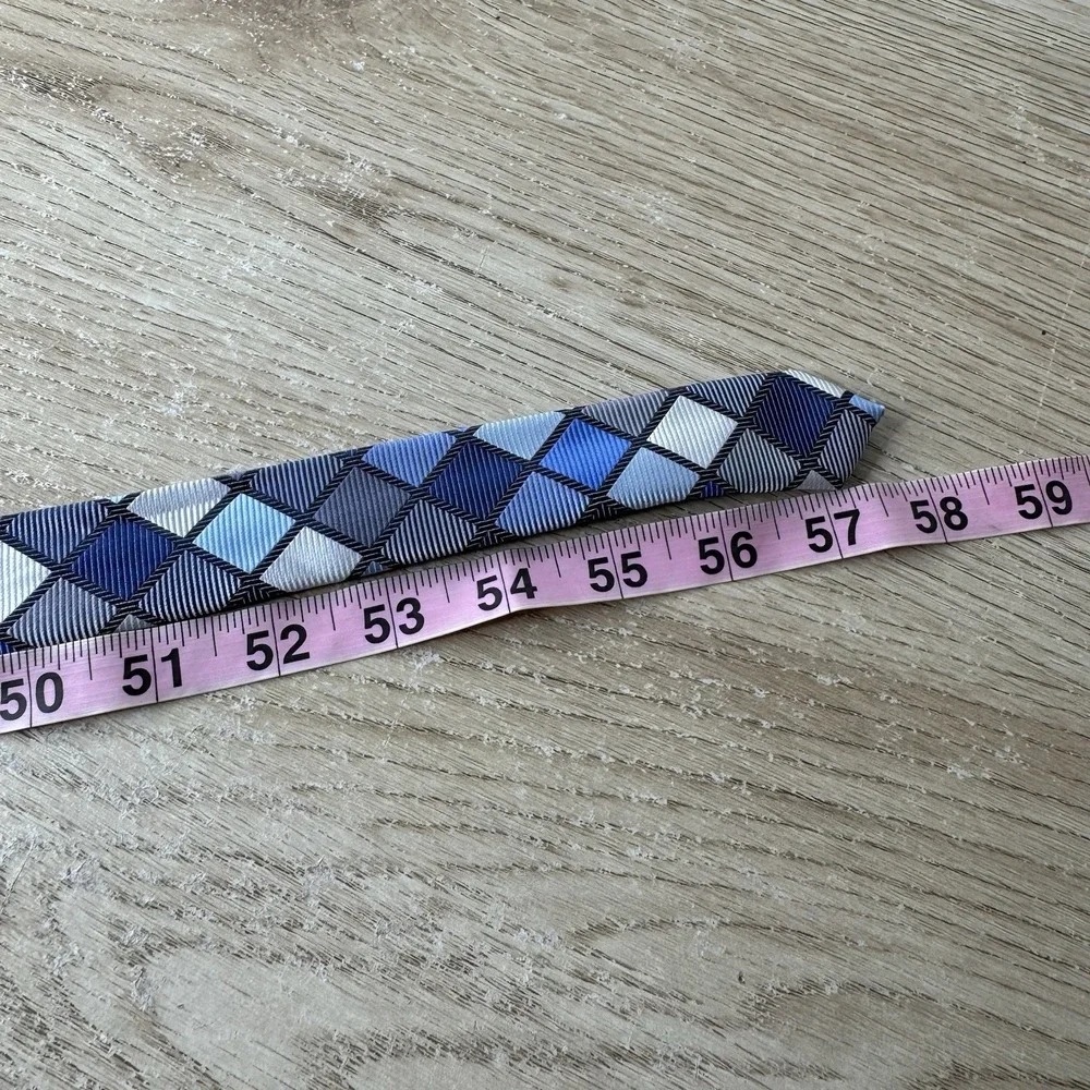 Giorgio Brutini Collezione‎ Collection Blue Plaid Diamonds Necktie Mens Tie